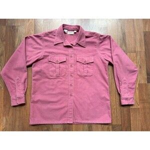 LL Bean Shirt Long Sleeve Button Up Chamois Cloth 100% Cotton Size 18 Dusty Rose